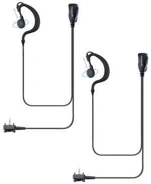 commountain Earpiece for Motorola Vertex Radios VX-261 EVX-261 | 2 Pack, Fits EVX VX Series Walkie Talkies, G-Shape Earhook Headset Fits Left or Right Ear, Noise Reducing PTT Mic