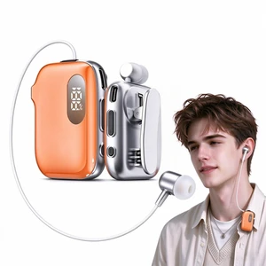Retractable Clip-on Bluetooth Headset with ENC Dual Mic, 90H,Orange | 30-Min Fast Charging, LED Power Display, IPX4 Waterproof, Vibration Call Alert, Dual Phone Connection Retractable Clip-on Bluetooth Headset with ENC Dual Mic, 90H,Orange | 30-Min Fast Charging, LED Power Display, IPX4 Waterproof, Vibration Call Alert, Dual Phone Connection
