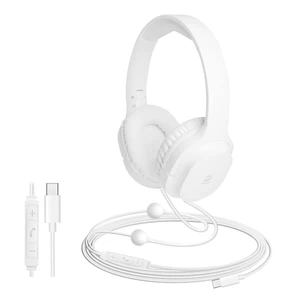 ibrain USB C Air Tube Headset Type C Airtube Over-Ear Headpohones Wired Air Tube Earphones with Volume Control - White ibrain USB C Air Tube Headset Type C Airtube Over-Ear Headpohones Wired Air Tube Earphones with Volume Control - White