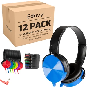 Classroom Headphones Bulk 12-Pack, Wired Assorted Student School Class Set | headphones for classroom, student headphones, classroom setclass set for students, 3.5mm jack, durable wear for school use Classroom Headphones Bulk 12-Pack, Wired Assorted Student School Class Set | headphones for classroom, student headphones, classroom setclass set for students, 3.5mm jack, durable wear for school use