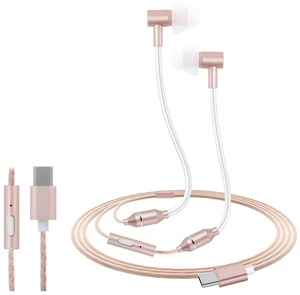 ibrain Air Tube Headphones EMF Free Airtube Earbuds Wired Type C Air Tube Headset with Microphone in Ear Earphones Noise Cancelling for Safe Listening - Rose Gold ibrain Air Tube Headphones EMF Free Airtube Earbuds Wired Type C Air Tube Headset with Microphone in Ear Earphones Noise Cancelling for Safe Listening - Rose Gold