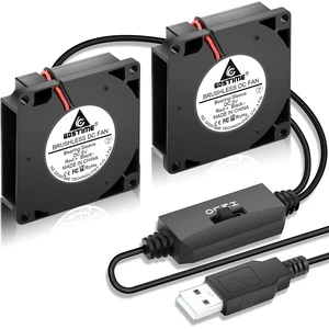 50mm x 10mm USB Blower Fan with Speed Control DC 5V Powered, 2-Pack | Type-A USB Plug, L/M/H Adjustable Speed, 50x50x10mm Mini Size, Brushless Turbo, Micro Blowers Quiet, 5010, for DIY Cooling 50mm x 10mm USB Blower Fan with Speed Control DC 5V Powered, 2-Pack | Type-A USB Plug, L/M/H Adjustable Speed, 50x50x10mm Mini Size, Brushless Turbo, Micro Blowers Quiet, 5010, for DIY Cooling