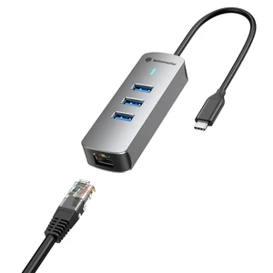4-in-1 USB-C to Ethernet Adapter with 2.5Gbps Gigabit Ethernet  3X USB-A 3.0 Ports, Aluminum LAN Converter, Plug and Play for MacBook Pro/Air, XPS, Windows, Mac OS, Linux, NAS