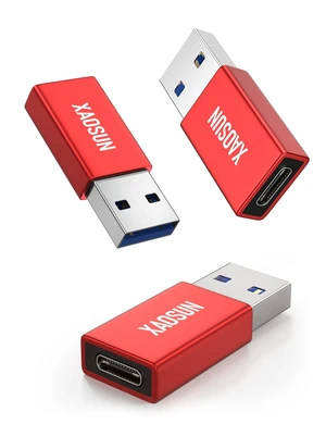 10Gbps USB A to USB C Adapter, USB to USB C Converter, Red 3-Pack | USB C to USB 3.2 Adapter, QC5.0 100W Fast Charging for iPhone 17/16/15 Plus Pro Max, Data Transfer for Laptop, PC, Quest Link 10Gbps USB A to USB C Adapter, USB to USB C Converter, Red 3-Pack | USB C to USB 3.2 Adapter, QC5.0 100W Fast Charging for iPhone 17/16/15 Plus Pro Max, Data Transfer for Laptop, PC, Quest Link