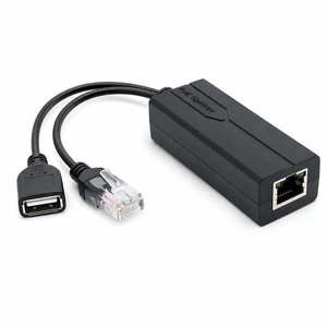 Active PoE Splitter USB A 5V 2.4A, USB Female Power Over Ethernet Adapter IEEE 802.3af/at Compliant 48V to 5V, 10/100Mbps Isolated PoE to USB Type A Adapter for USB Cameras, Fire Stick, Tablet Mounts