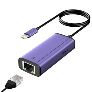 2-in-1 Lightning to Ethernet Adapter with Charging Port | Compatible with iPhone & iPad, Supports 10/100/1000 Mbps Gigabit Network, Purple 2-in-1 Lightning to Ethernet Adapter with Charging Port | Compatible with iPhone & iPad, Supports 10/100/1000 Mbps Gigabit Network, Purple