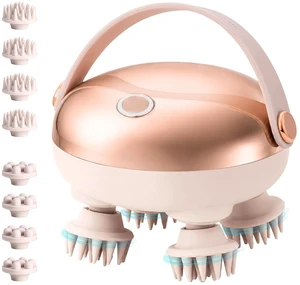 Electric Scalp Massager for Hair Growth & Relax, Handheld Head Massager | Cordless Head Massager with 8 Kneading Heads & 108 Nodes, Waterproof for Shower Use, Cat Scratcher, Ideal Gifts for Women Men