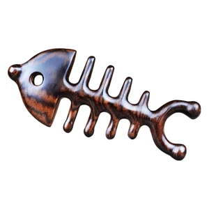 Fish Bone Wooden Massage Comb for Scalp, 13x5x1.7cm | Smooth Polished Wood, Rounded Edges, Non-Electric Use, for Feet, Shoulders, Yoga or Outdoor Sessions