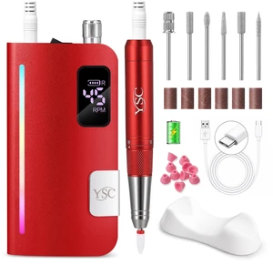 Electric Nail Drill Professional 45000 RPM,Rechargeable Coreless Motor | with Cordless Nail File Machine , LCD Screen, Portable E-File Kit for Acrylic Gel Polishing Removing, Salon & Home Manicure