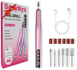 Cordless Electric Nail File for Acrylic& Gel Nails, Slim Pen-Shaped, Pink 2.25 oz Ultra-Light, 25000RPM Efile Nail Drill Machine, LED Display & 5 Speeds, Rechargeable Nail Grinder for Home& Salon Use Cordless Electric Nail File for Acrylic& Gel Nails, Slim Pen-Shaped, Pink 2.25 oz Ultra-Light, 25000RPM Efile Nail Drill Machine, LED Display & 5 Speeds, Rechargeable Nail Grinder for Home& Salon Use