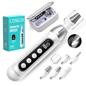 C60 Professional Pedicure Manicure Kit, Storage Case Set, Silver | Cordless Electric Nail File, Nail Grinder for Thick Toenails, Remove Cuticles, Callus, Men Women Seniors, Home Salon Use