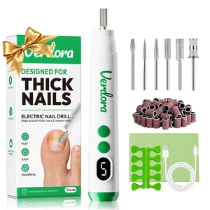 Electric Nail File Drill for Thick Toenail, Cordless Nail Grinder 5X Faster High-Torque & Stable-Grip Nail Drill Kit for Home Manicure Pedicure for Adults & Seniors, with LED, Toes Separators,Dust Mat
