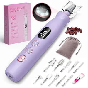 Electric Nail Drill,Purple Electric Nail File with 10 Speeds,10 Bits & LED Light,for Acrylic Nails,Gel Polish Removal,Thick ToenailsBeginner-Friendly Electric Nail Drill,Purple Electric Nail File with 10 Speeds,10 Bits & LED Light,for Acrylic Nails,Gel Polish Removal,Thick ToenailsBeginner-Friendly
