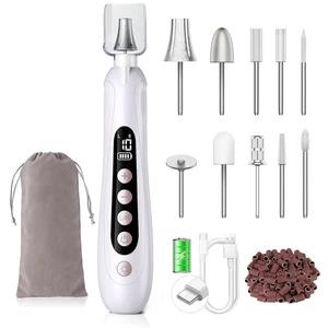 Electric Nail File, Cordless Toe Nail Grinder for Thick Toenails & Callus, Rechargeable Nail Drill for Manicure and Pedicure with LCD & Lamp, Gifts for Women Men Seniors