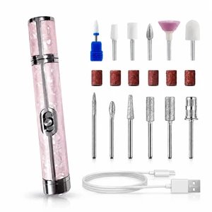 Electric Nail File, Cordless Rechargeable Nail Drill for Home and Salon Use | Complete nail drill kit with multi grinding bits & USB charger