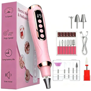 Electric Nail Drill 40000RPM, E-File for Acrylic Gel Nails, 6 Speeds | 15-in-1 nail drill kit, Cordless, Rechargeable, LED Display, Ideal Home Gift for Women Men