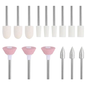 Nail File Replacement Head Refills Set, 15 PCS Nails File Bit Professional Replacement Electric Nail Drill Bits Set for Home Salon Acrylic Nails Manicure Pedicure Tools