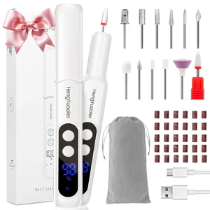 Electric Nail Drill Professional Manicure Pedicure Kit Acrylic Nail Drill Machine for Gel Cordless Nail File Machine Toe Nail Tools 3 Speeds Thick Toenail Grinder(White