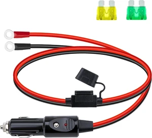 12AWG Heavy Duty Cigarette Lighter Plug, 12v Plug with 3.3FT Wire | Male Cigarette Lighter Adapter Cable with LED Lights and Fuse Box (20 A, 30A), Car Accessories for Inverter, Air Pump