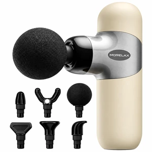 Mini Massage Gun Deep Tissue, Portable Percussion Muscle Massager for Whole Body Pain Relief, Electric Handheld Sport Massager with 6 Massage Heads 4 Speed, Best Gift (Silver Beige)