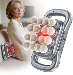 16 Head Massage Gun Deep Tissue,Cordless Electric Back Percussion Massager 9 Levels & 9 Modes,Rechargeable Handheld Massager Gun Tools for Men Women Shoulder/Waist/Arm/Leg Full Body Muscle Pain Relief