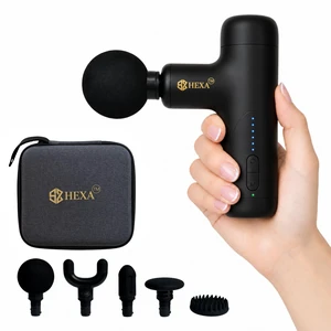 Hexa Super Mini Massage Gun with Face Massager, Muscle Massager, Black | Pocket Size Facial Massager, Back Neck Legs Muscle Relief, Portable Travel Size, Ultra-Quiet, Gift for Men and Women