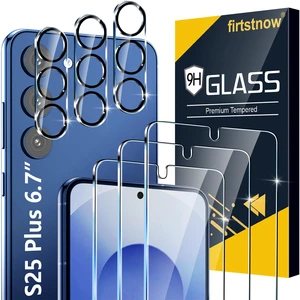 3 Pack for Samsung Galaxy S25 Plus Screen Protector Tempered Glass + 3 Pack Camera Lens Protector, Military Grade Shatterproof, 9H Hardness, Fingerprint Unlock, Case Friendly 6.7 Inch 3 Pack for Samsung Galaxy S25 Plus Screen Protector Tempered Glass + 3 Pack Camera Lens Protector, Military Grade Shatterproof, 9H Hardness, Fingerprint Unlock, Case Friendly 6.7 Inch