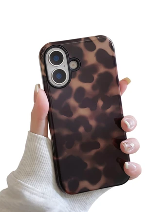 for iPhone 17 Case Tortoise Shell Phone Case Brown | Amber Leopard Cheetah Print Hard PC + Soft TPU Shockproof Protective Cover for Women Girls (Brown)