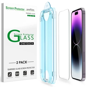 OneTouch for iPhone 14 Pro Screen Protector 6.1'' Tempered Glass | Auto-Alignment, 30s Install, Bubble Free, 9H Hardness, Scratch & Drop Protection, HD Clear, Case Friendly, 2 Pack (14P-6.1'')