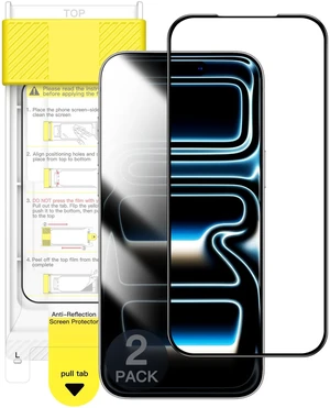 Anti-Reflective 9H+ Screen Protector for iPhone 17 Pro Max, 2-Pack | AR Coating, Full Coverage Black Edge Design, Tempered Glass, Anti-Fingerprint, Auto-Align Installation, Case-Friendly