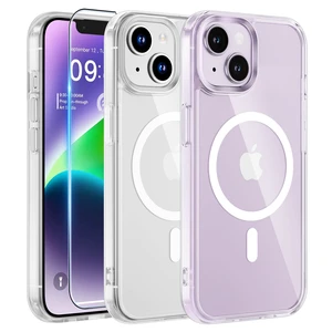 Magnetic for iPhone 14 Case/iPhone 13 Case Clear | with Screen Protector, Compatible with MagSafe, Military Drop Protection, Shockproof Slim Magnetic Phone Case,6.1" Magnetic for iPhone 14 Case/iPhone 13 Case Clear | with Screen Protector, Compatible with MagSafe, Military Drop Protection, Shockproof Slim Magnetic Phone Case,6.1"