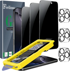 Privacy Screen Protector for iPhone 16 Pro Max, Tempered Glass | 3 Pack, 9H Hardness, Military-Grade Shatterproof, Case Friendly, Easy Installation Bubble Free, with Camera Lens Protectors