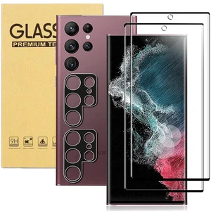 [2+2 Pack Galaxy S22 Ultra Screen Protector, 9H Tempered Glass Scratch Resistant, Ultrasonic Fingerprint Support, For Samsung Galaxy S22 Ultra 5G 6.8 Inch Glass Screen Protector