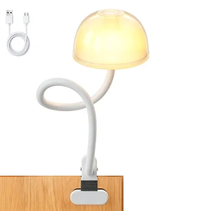 Rechargeable Clip on Light for Bed, Cordless Reading Light, Gooseneck lamp | Mushroom Touch Control Bedside Lamps with Stepless Dimming , RGB & 3 Color Temperatures, for Headboard, Desk, Dorm
