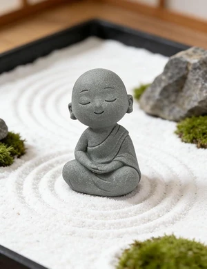 Meditating Monk Figurine, Mini Buddha Statue for Zen, Spiritual, Relaxation Meditating Monk Figurine, Mini Buddha Statue for Zen, Spiritual, Relaxation