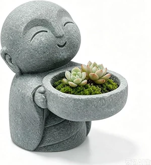 Zen Monk Figurine Succulent Planter Pot, Mini Sandstone Buddha Flower Pot, Small Cactus Planter for Indoor Plants, Meditation, Home Office Desktop Decor, Unique Housewarming Gift Zen Monk Figurine Succulent Planter Pot, Mini Sandstone Buddha Flower Pot, Small Cactus Planter for Indoor Plants, Meditation, Home Office Desktop Decor, Unique Housewarming Gift