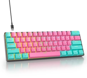 surmen 60% Wired Mechanical Gaming Keyboard with Blue SwitchPink | 61 Keys RGB Backlit,Ultra-Compact keyboard 60 Percent,No-Conflict for Gamer surmen 60% Wired Mechanical Gaming Keyboard with Blue SwitchPink | 61 Keys RGB Backlit,Ultra-Compact keyboard 60 Percent,No-Conflict for Gamer
