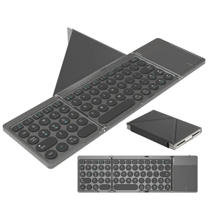 Foldable Bluetooth Keyboard Portable Wireless Keyboard with PU Leather Cover Touchpad, Pocket-Sized Travel Keyboards for iPad Tablet Laptop iOS Android Smartphone PC Windows Foldable Bluetooth Keyboard Portable Wireless Keyboard with PU Leather Cover Touchpad, Pocket-Sized Travel Keyboards for iPad Tablet Laptop iOS Android Smartphone PC Windows