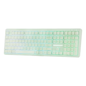 MechLands M108 100% Full Size Silent Office Keyboard with Number Pad | Wireless Creamy Membrane Keyboard with 5000mAh Battery for Office/Home/PC Game, RGB Backlight, 26-Key Rollover (Green) MechLands M108 100% Full Size Silent Office Keyboard with Number Pad | Wireless Creamy Membrane Keyboard with 5000mAh Battery for Office/Home/PC Game, RGB Backlight, 26-Key Rollover (Green)