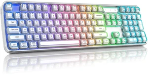 MOFII Clear Curved Ergonomic Wireless Keyboard, Tri-Mode BT5.0/2.4G/USB-C | RGB Backlit, Rechargeable, Full-Size Computer Keyboards for Laptop/PC/Desktop/iPad/Smartphone/Smart TV, White MOFII Clear Curved Ergonomic Wireless Keyboard, Tri-Mode BT5.0/2.4G/USB-C | RGB Backlit, Rechargeable, Full-Size Computer Keyboards for Laptop/PC/Desktop/iPad/Smartphone/Smart TV, White