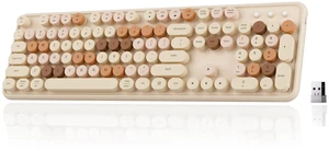 Cloud-W Colorful Wireless Bluetooth Keyboard (Milk-Tea Colorful) | Cloud-W 2.4G/Bluetooth Dual-Mode Wireless, 104-Key Full-Size, Typewriter Round Keycaps, Compatible with Windows, Mac, PC Cloud-W Colorful Wireless Bluetooth Keyboard (Milk-Tea Colorful) | Cloud-W 2.4G/Bluetooth Dual-Mode Wireless, 104-Key Full-Size, Typewriter Round Keycaps, Compatible with Windows, Mac, PC