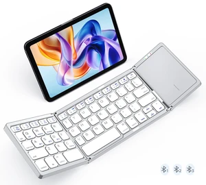 MEETION Foldable Bluetooth Keyboard with Touchpad, Slim Portable White MEETION Foldable Bluetooth Keyboard with Touchpad, Slim Portable White