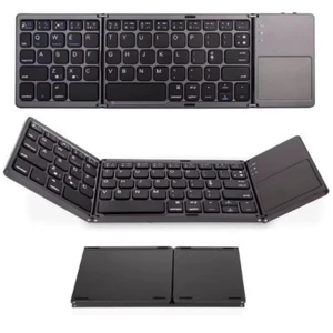 Foldable Bluetooth Keyborad with Touchpad,Small Tri-Folding Travel Mini Compact Wireless Portable Keyboard for PC Laptop iPad Tablets Smartphone Universal Android Windows iOS, Sync Up to 3 Devices Foldable Bluetooth Keyborad with Touchpad,Small Tri-Folding Travel Mini Compact Wireless Portable Keyboard for PC Laptop iPad Tablets Smartphone Universal Android Windows iOS, Sync Up to 3 Devices