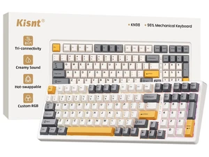 Kisnt KN98 Wireless Mechanical Keyboard, 99Key Compact Layout with Numpad, Bluetooth/2.4G/USBC, HotSwappable, Custom RGB Backlit, 8000mAh Battery, Creamy Sound for Office & Gaming Kisnt KN98 Wireless Mechanical Keyboard, 99Key Compact Layout with Numpad, Bluetooth/2.4G/USBC, HotSwappable, Custom RGB Backlit, 8000mAh Battery, Creamy Sound for Office & Gaming