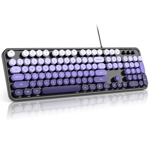 MOFII Computer Keyboard Wired,Round Key Retro Typewriter Keyboard Full Size | USB Plug and Play, for Laptop, PC, Desktop, Windows (Black Purple Gradient Color) MOFII Computer Keyboard Wired,Round Key Retro Typewriter Keyboard Full Size | USB Plug and Play, for Laptop, PC, Desktop, Windows (Black Purple Gradient Color)