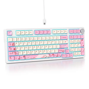 SbocKeeb 96% Wired Mechanical Gaming Keyboard,Gasket Structure RGB Backlit Keyboard,98 Key Hot Swappable Keyboard with Control Knob,NKRO Compact Keyboards with Number Pad for Win/Mac(98 Flower) SbocKeeb 96% Wired Mechanical Gaming Keyboard,Gasket Structure RGB Backlit Keyboard,98 Key Hot Swappable Keyboard with Control Knob,NKRO Compact Keyboards with Number Pad for Win/Mac(98 Flower)
