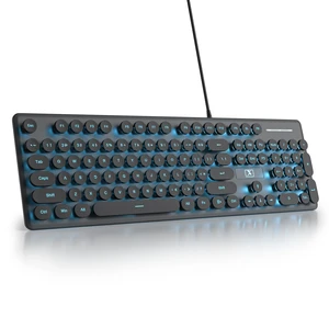 Vumilstek Wired Retro Typewriter Keyboard, Quiet Computer Keyboard Light up with Full Size 104 Round Keys Blue LED Backlit Slim Silent for Windows PC Laptop(Black) Vumilstek Wired Retro Typewriter Keyboard, Quiet Computer Keyboard Light up with Full Size 104 Round Keys Blue LED Backlit Slim Silent for Windows PC Laptop(Black)