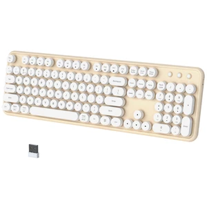 COVEVA Colorful Wireless Bluetooth Keyboard (White Milk-Tea) | Connect Up to 3 Devices Simultaneously, 2.4GHz and Dual Mode Bluetooth Keyboard for PC, Laptop, Windows, Mac COVEVA Colorful Wireless Bluetooth Keyboard (White Milk-Tea) | Connect Up to 3 Devices Simultaneously, 2.4GHz and Dual Mode Bluetooth Keyboard for PC, Laptop, Windows, Mac