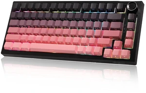 Adventurers 75% Wireless Mechanical Keyboard,8000mAh,Hot-Swappable | gaming Keyboard with Knob,RGB Backlit,2.4GHz/Type-C/BT5.0,side printed PBT Keycaps(Gradient Pink Black) Adventurers 75% Wireless Mechanical Keyboard,8000mAh,Hot-Swappable | gaming Keyboard with Knob,RGB Backlit,2.4GHz/Type-C/BT5.0,side printed PBT Keycaps(Gradient Pink Black)