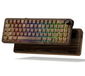 L65 60% Brown Mechanical Keyboard with Knob,4000mAh,Tri Mode USB-C/BT5.0/2.4G,RGB Backlit,Hot Swap,Linear Switch,Gasket Mounted Wireless Gaming Keyboard for PC/Mac,Wood Pattern Theme L65 60% Brown Mechanical Keyboard with Knob,4000mAh,Tri Mode USB-C/BT5.0/2.4G,RGB Backlit,Hot Swap,Linear Switch,Gasket Mounted Wireless Gaming Keyboard for PC/Mac,Wood Pattern Theme